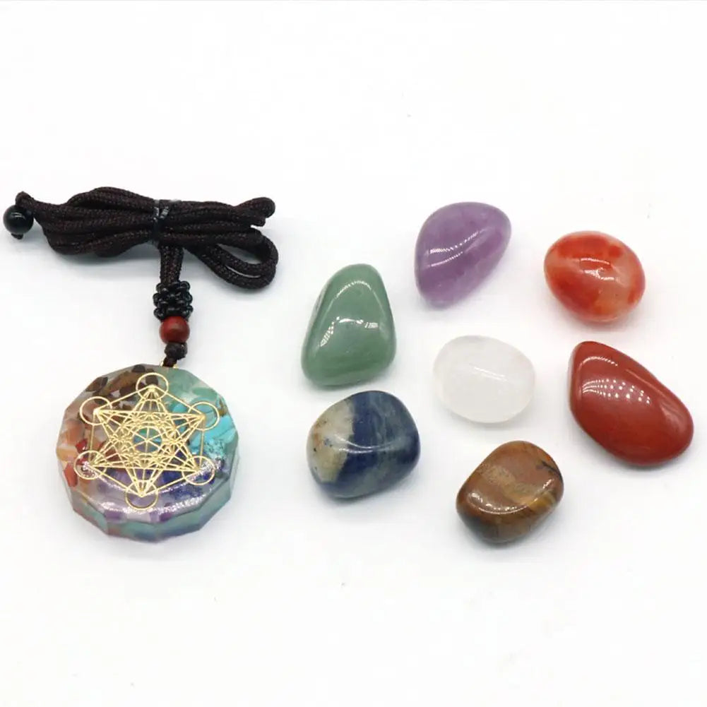 Natural Crystal Chakras Kit Amethyst Stone Healing Gifts