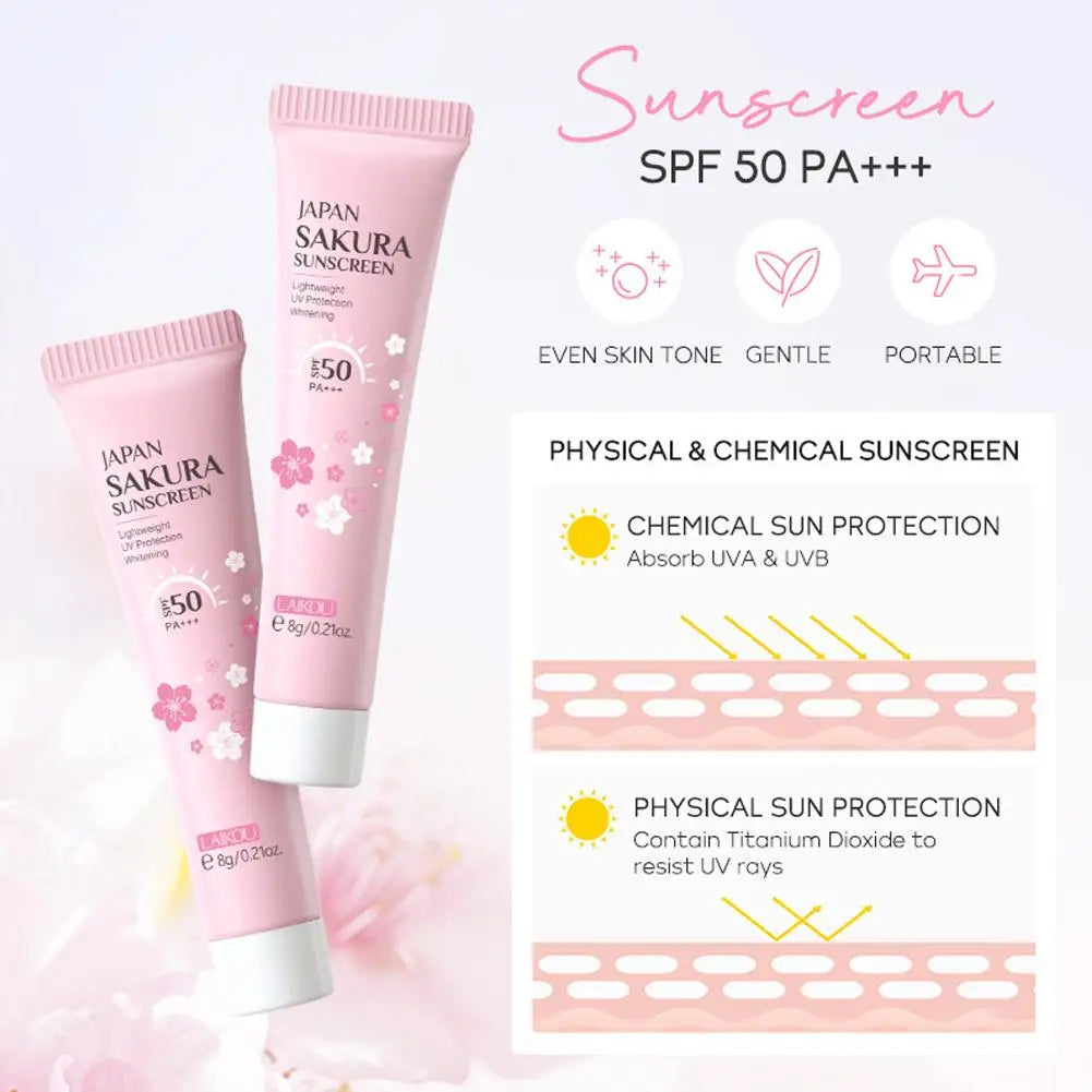 4pcs/Bag Sakura Skin Care Sets Facial Cleanser Toner Sunscreen Products