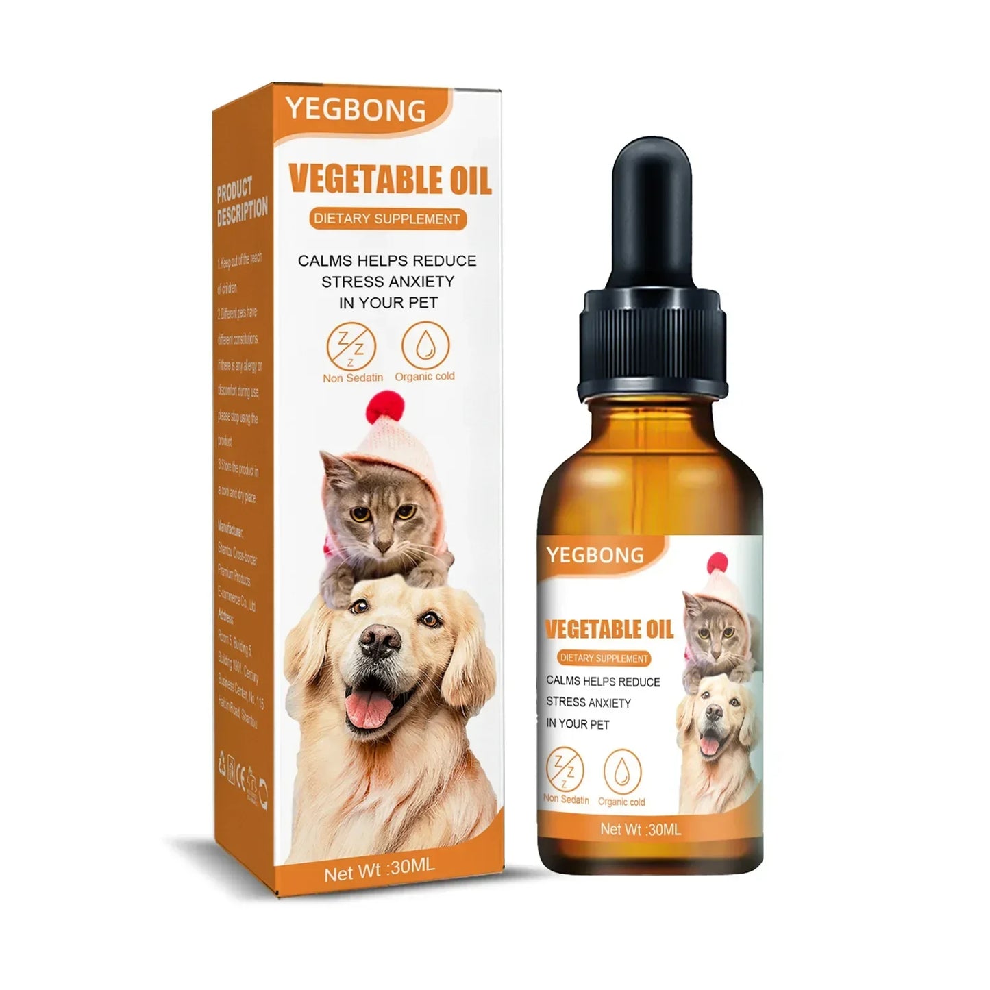 Natural Organic Calming Drops For Pet Anxiety Relief Blend