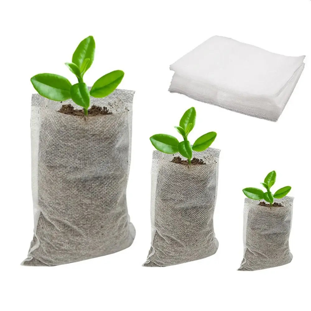 100Pcs Non-Woven Biodegradable Plant Nursery Bags for Garden