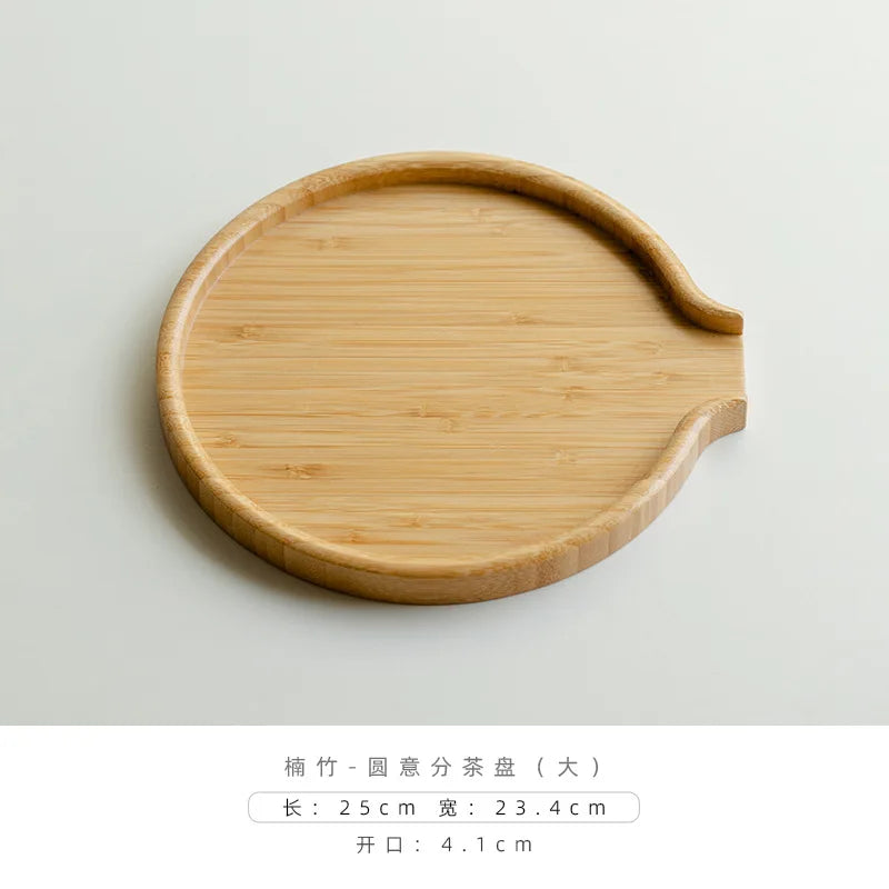 Chinese Bamboo Food Tray Puer Tea Box Open Knife Pry Tea Plate