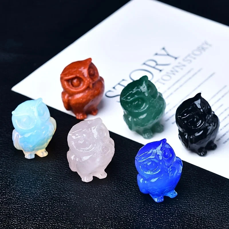 1pc 3.5cm Crystal Carved Owl Meditation Stone Gift