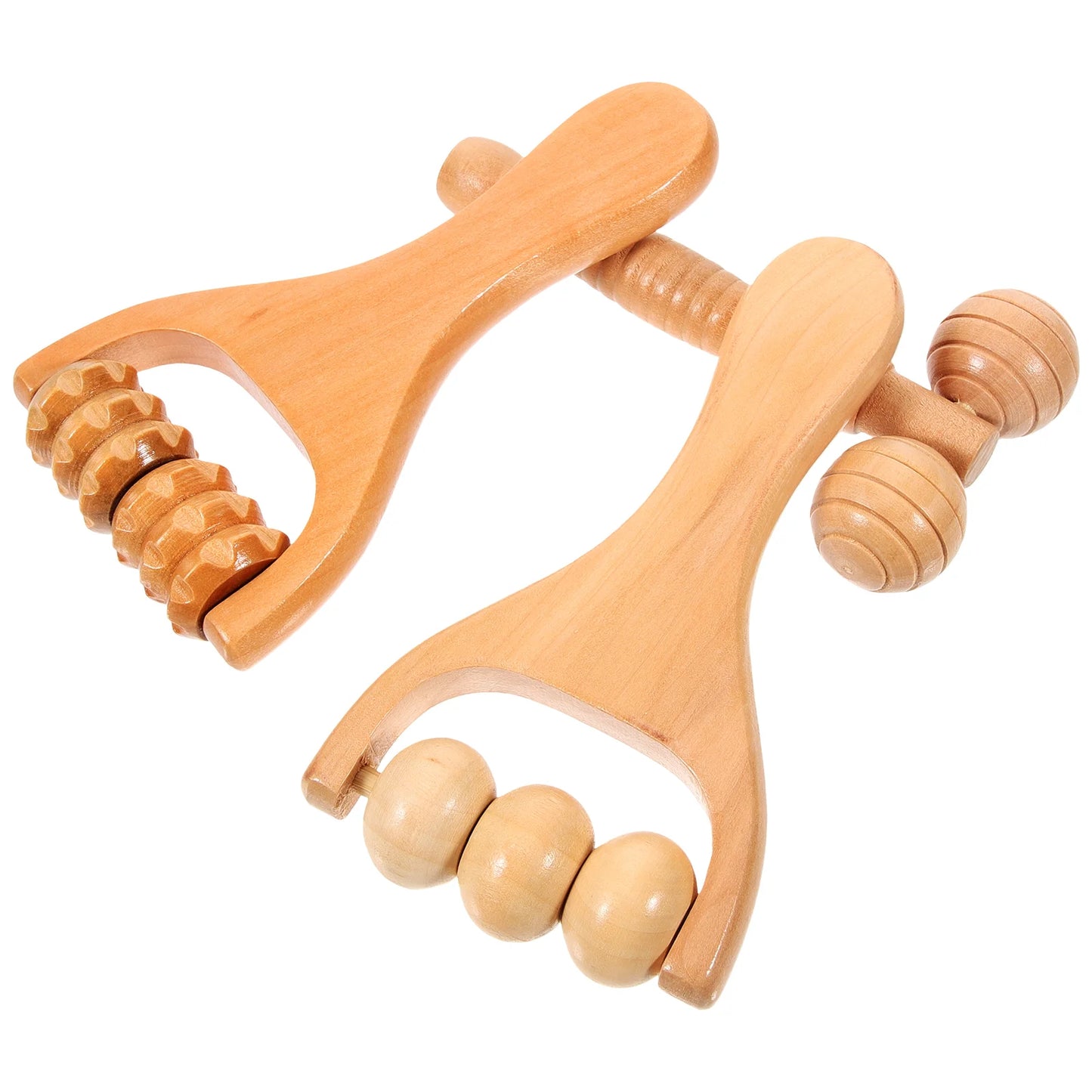 3 Pcs Neck and Waist Soothing Massage Tool Wooden Roller