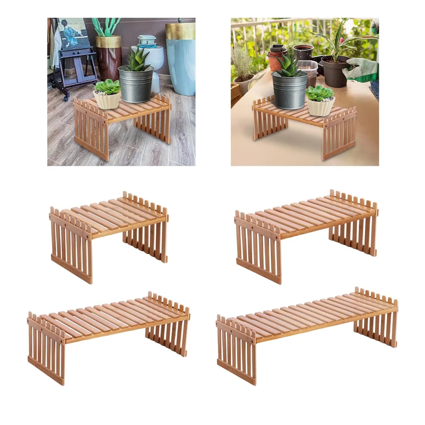 Flower Shelf Multifunctional Wood Planter Holder for Tranquil Indoor Spaces