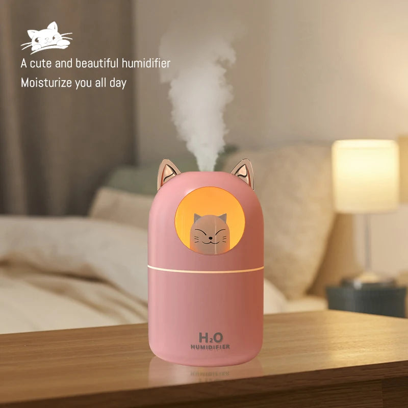 300ML Air Humidifier Cute Cat Ultra-Silent Aromatherapy