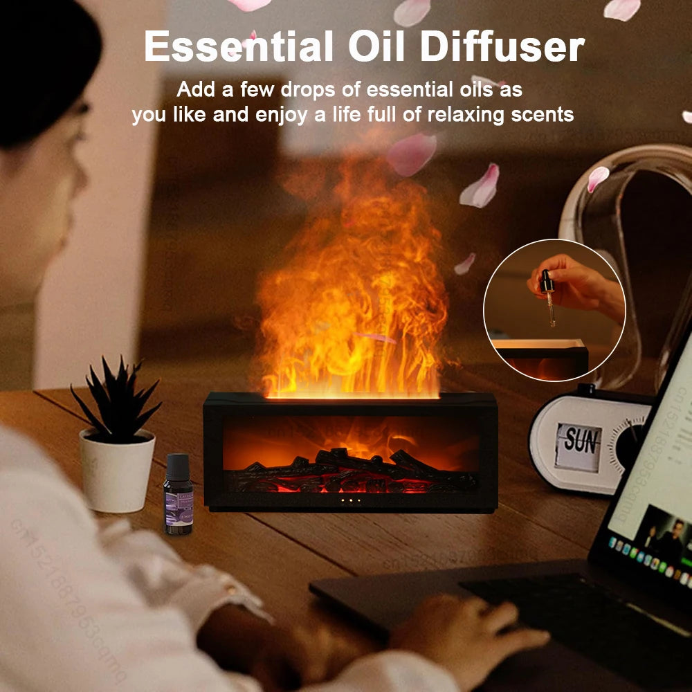 Air Humidifier Essential Oils Aroma Flame Diffuser LED Remote