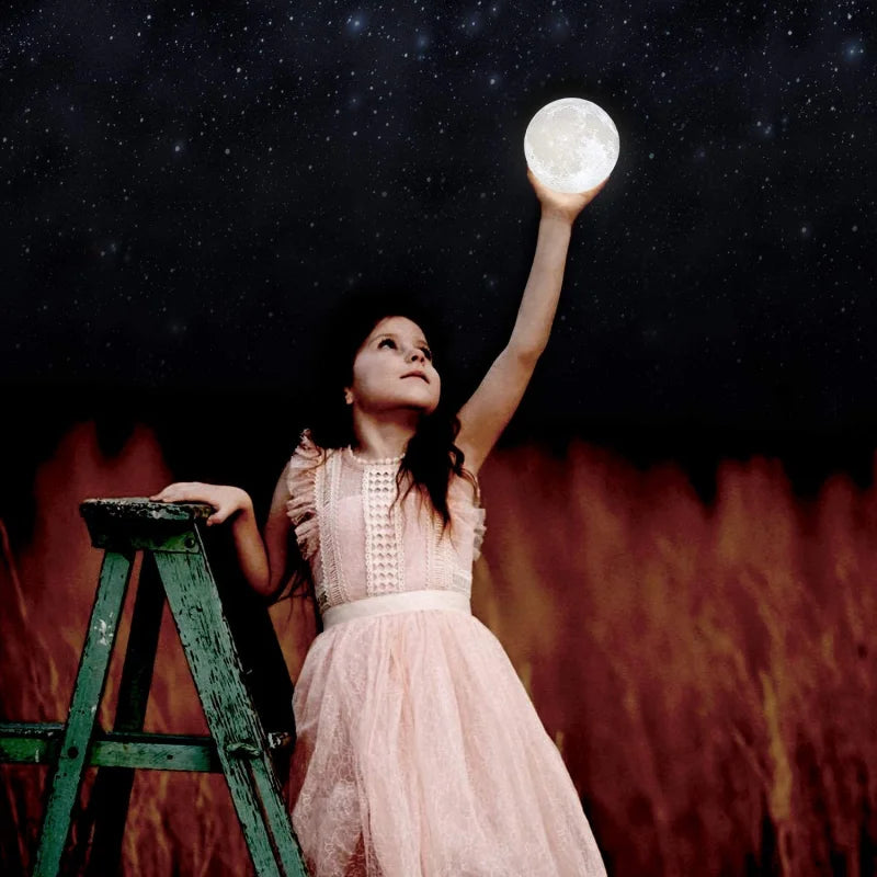 Moon Lamp Led Night Light Battery Powered with Stand Decor