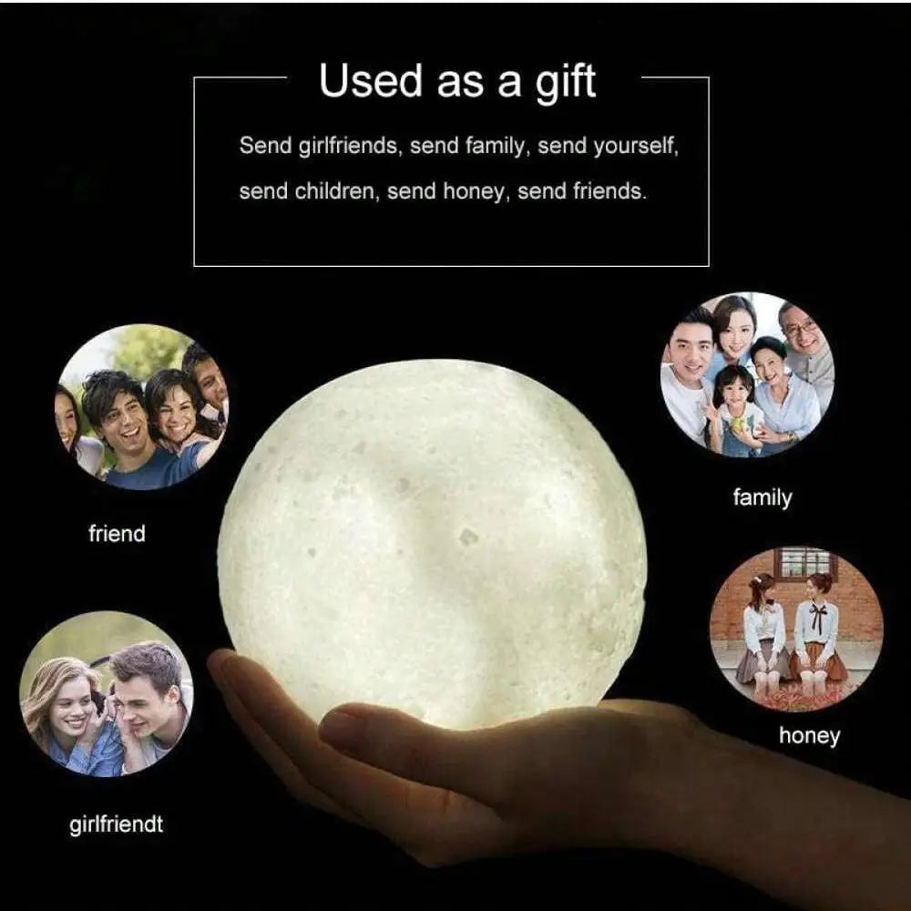 1pc 3D Moon Lamp Humidifier With Wooden Base For Tranquil Home Decor