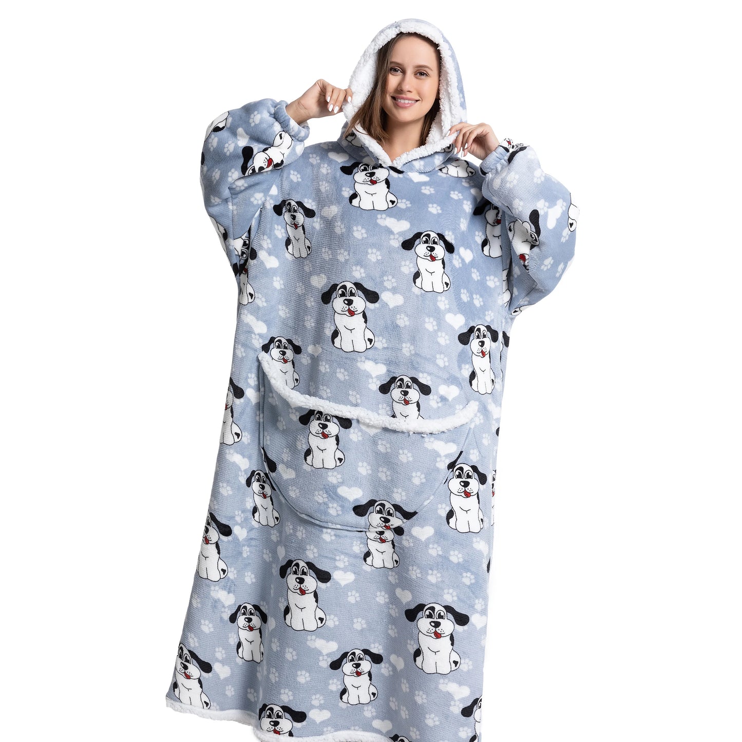 Oversized Wearable Blanket Cozy Warm Flannel Hoodie for Adults