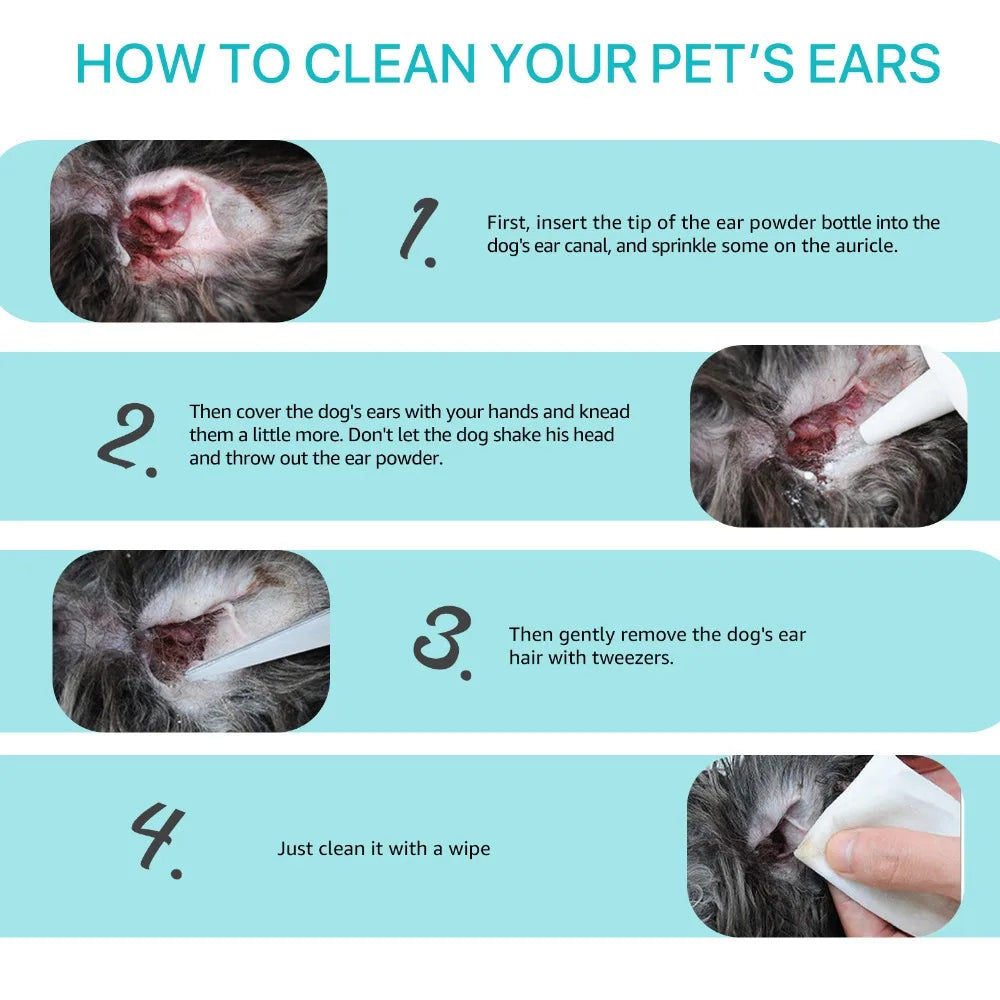 Pet Ear Powder for Dogs and Cats Easy Ear Health Care