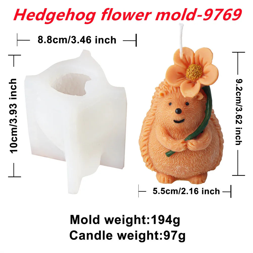 Hedgehog Sculpture Mold for DIY Soywax Candle Decor