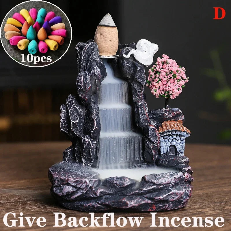 Creative High Mountain Flowing Resin Back Flow Incense Holder