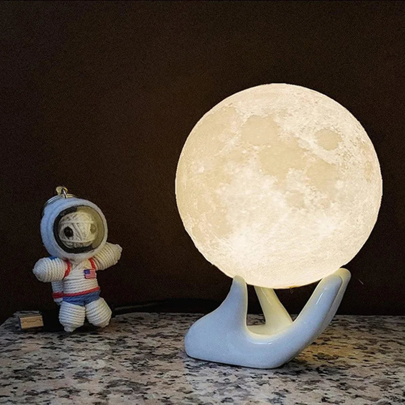 Moon Lamp Led Night Light Battery Powered with Stand Decor