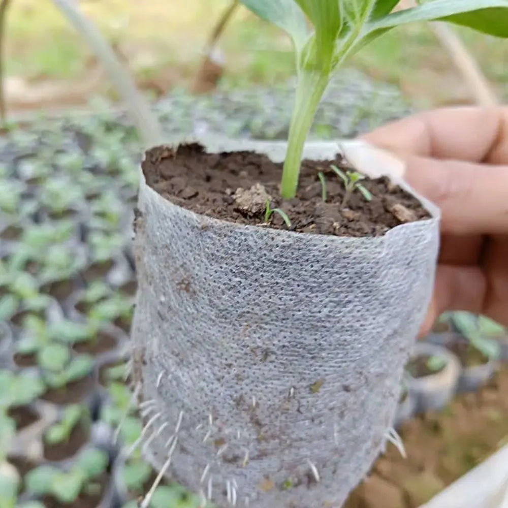 100Pcs Non-Woven Biodegradable Plant Nursery Bags for Garden