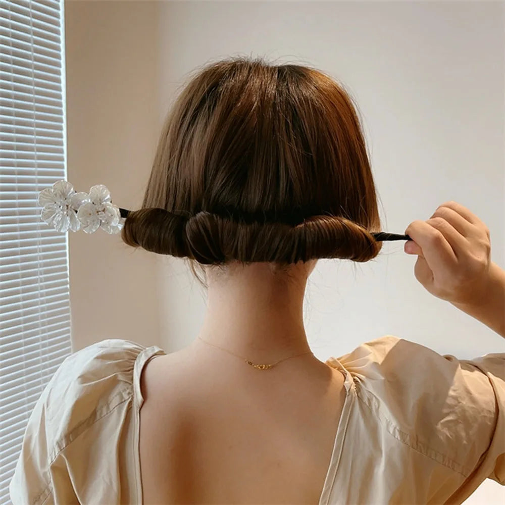 Vintage Shell Pearl Hairpin Bun Hairstyle Tool for Women