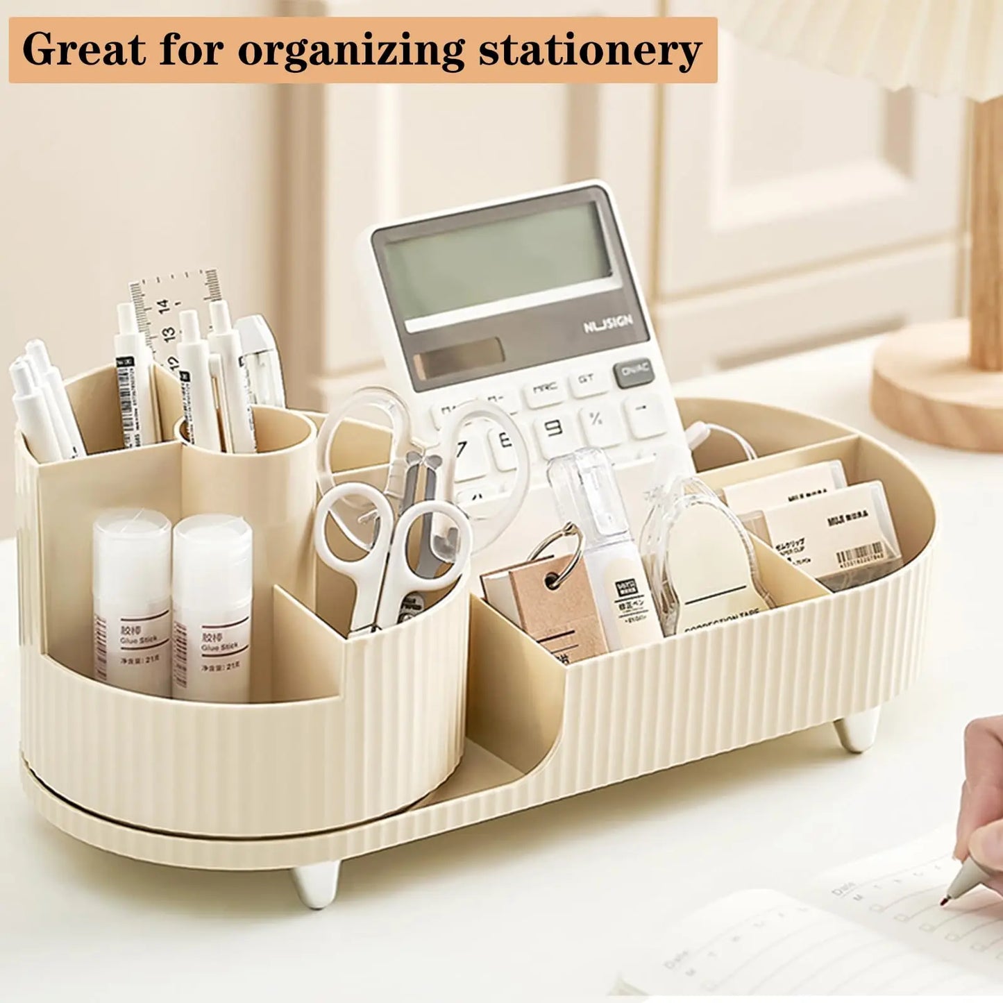 360 Rotating Makeup Organizer for Vanity with Brush Holder