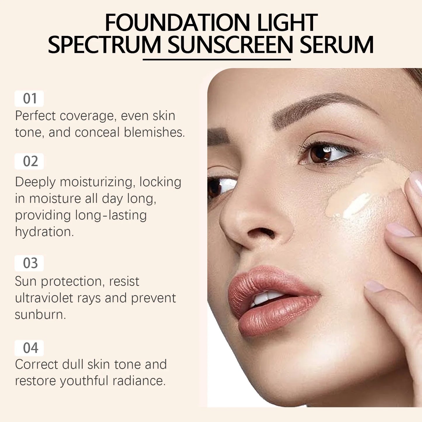 Foundation Color Changing Light Spectrum Sunscreen SPF 50 Concealer Full Coverage Liquid Base Cosmetics