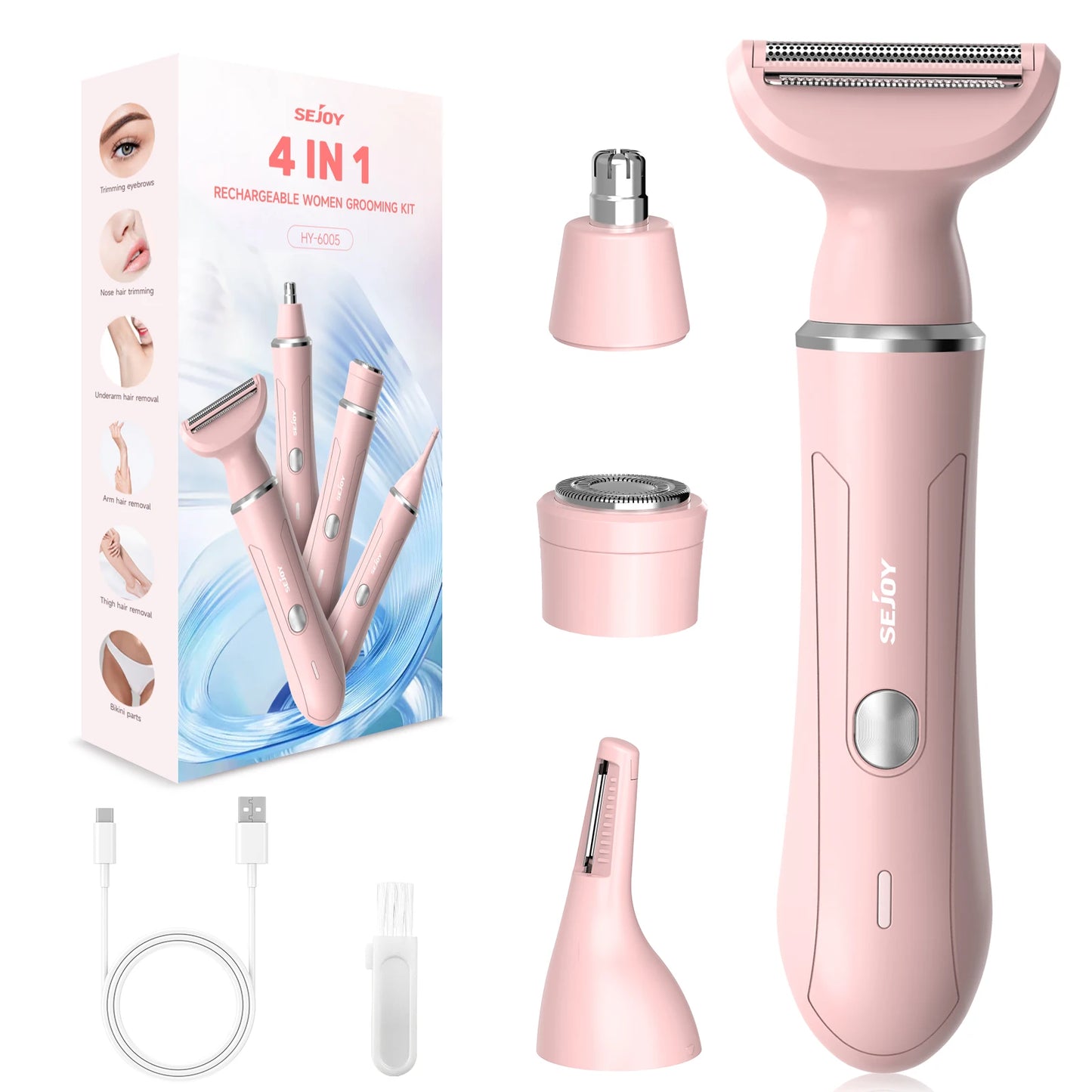 Sejoy 4 In 1 Electric Lady Shaver Portable for Effortless Hair Removal