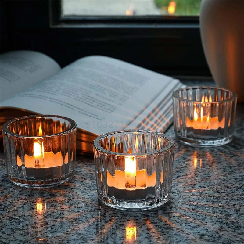 Tealight Candle Holders Thick Clear Glass for Elegant Decor