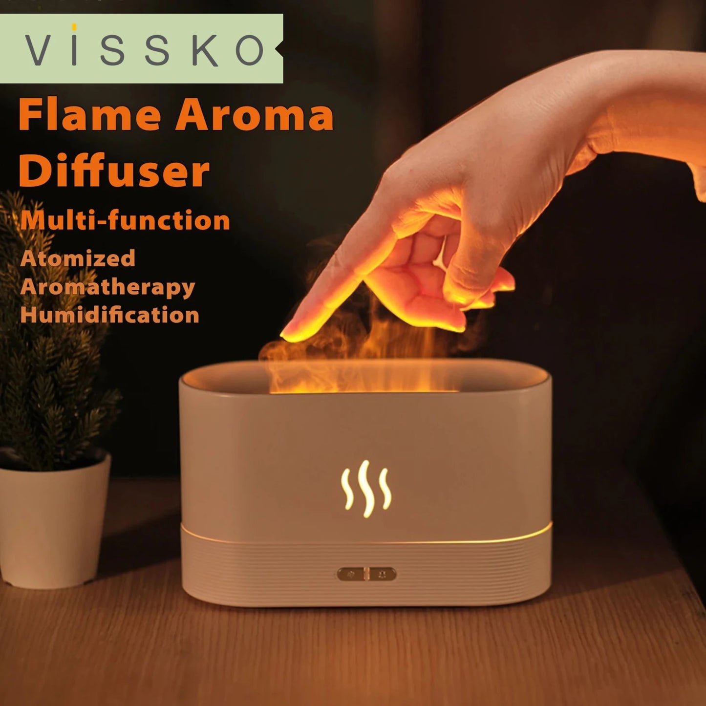 Vissko Aroma Diffuser Air Humidifier Ultrasonic Aromatherapy Flame Lamp