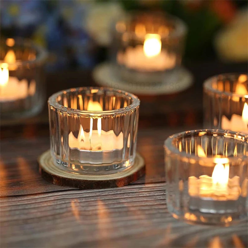 Tealight Candle Holders Thick Clear Glass for Elegant Decor