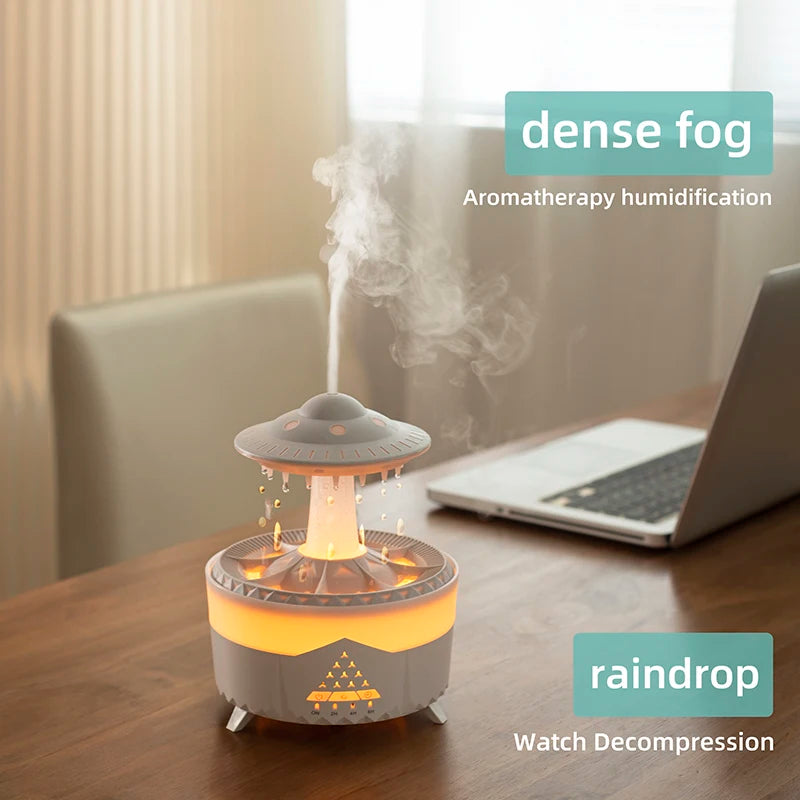 350ml Aroma Air Humidifier Mini USB Remote Control Raindrop Diffuser