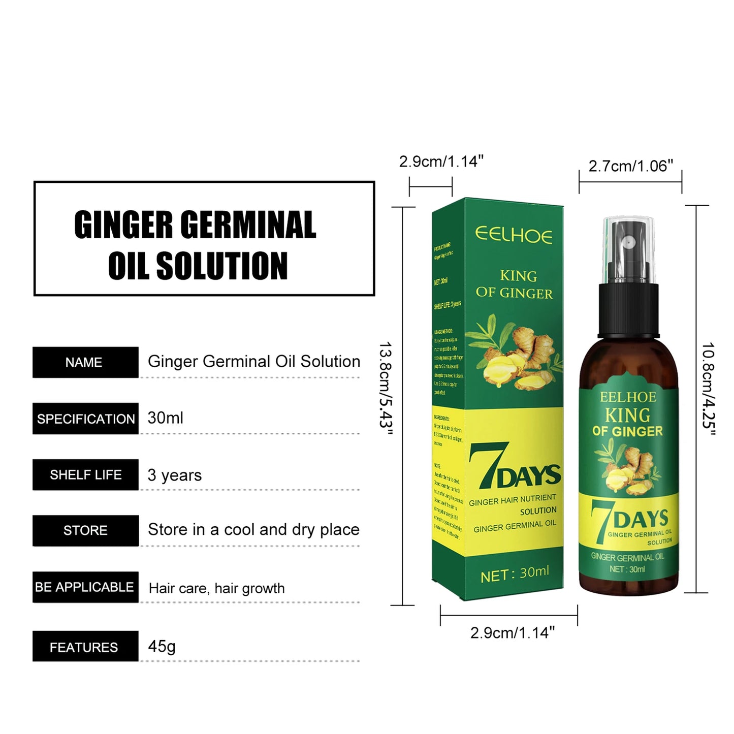 Ginger Hair Growth Serum Sprayer for Thicker Hair Growth