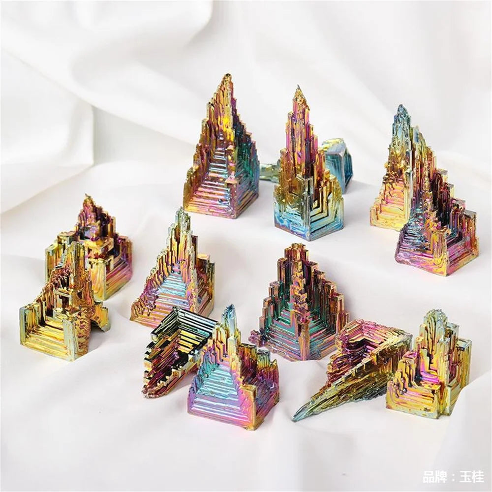 Natural Bismuth Tower Metal Pyramid Stones for Reiki Healing