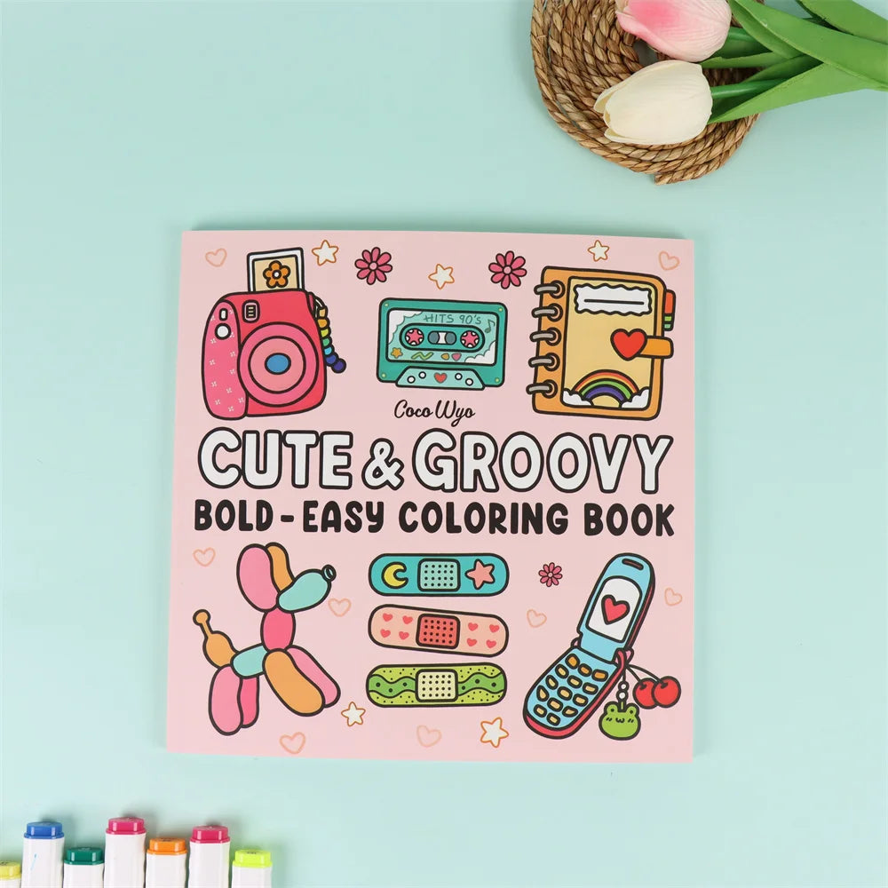 Coloring Book For Adults And Teens Halloween Theme Featuring Adorable Creepy Creatures In CUTE GROOVY For Relaxation Gift