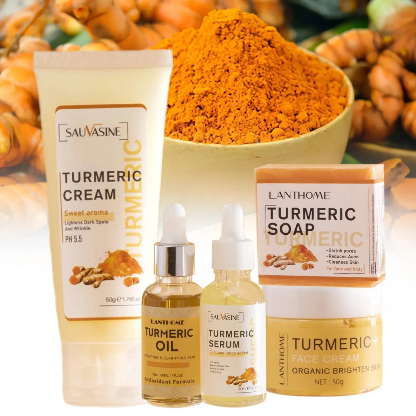 5 Piece Set Turmeric Facial Care for Radiant Skin Care