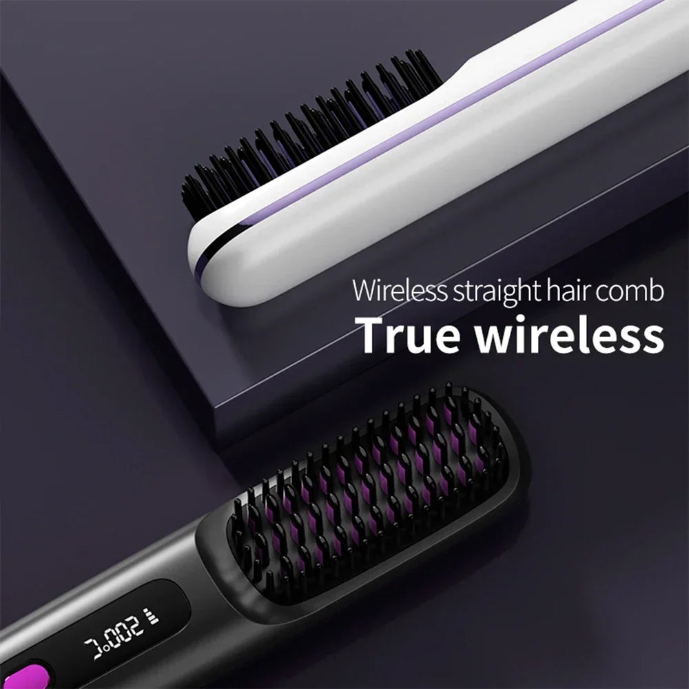 Wireless Straight Hair Comb Electric Hot Comb Mini Two-in-One Ceramic Curler