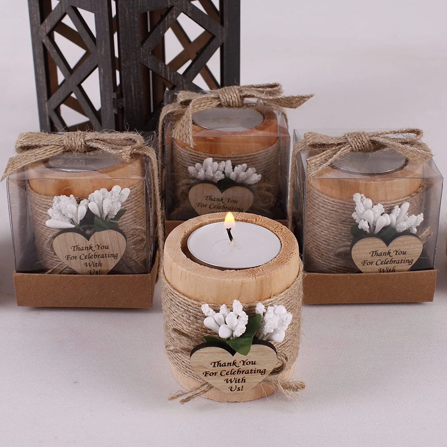 Guest Gift Candle for Wedding Wooden Tealight Holders