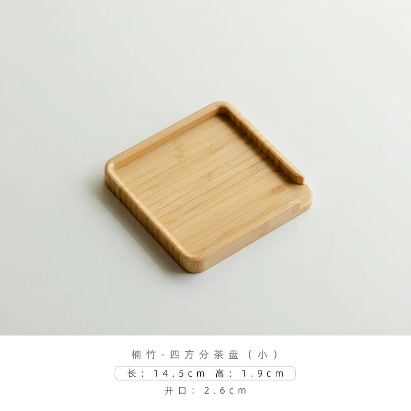 Chinese Bamboo Food Tray Puer Tea Box Open Knife Pry Tea Plate