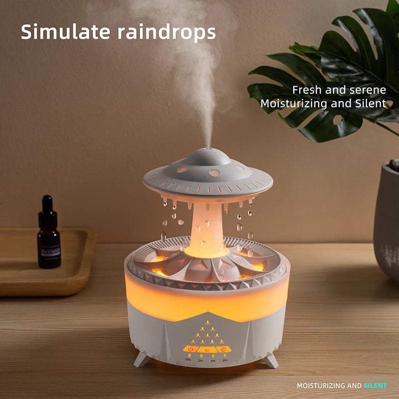 350ml Aroma Air Humidifier Mini USB Remote Control Raindrop Diffuser