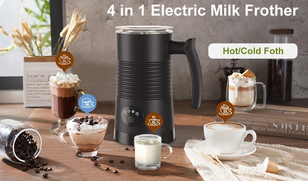 Electric Milk Frother 4 in 1 Machine for Coffee Latte Bliss