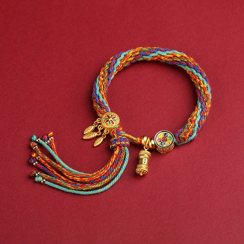 Tibetan Style Hand Woven Prayer Bracelet for Meditation