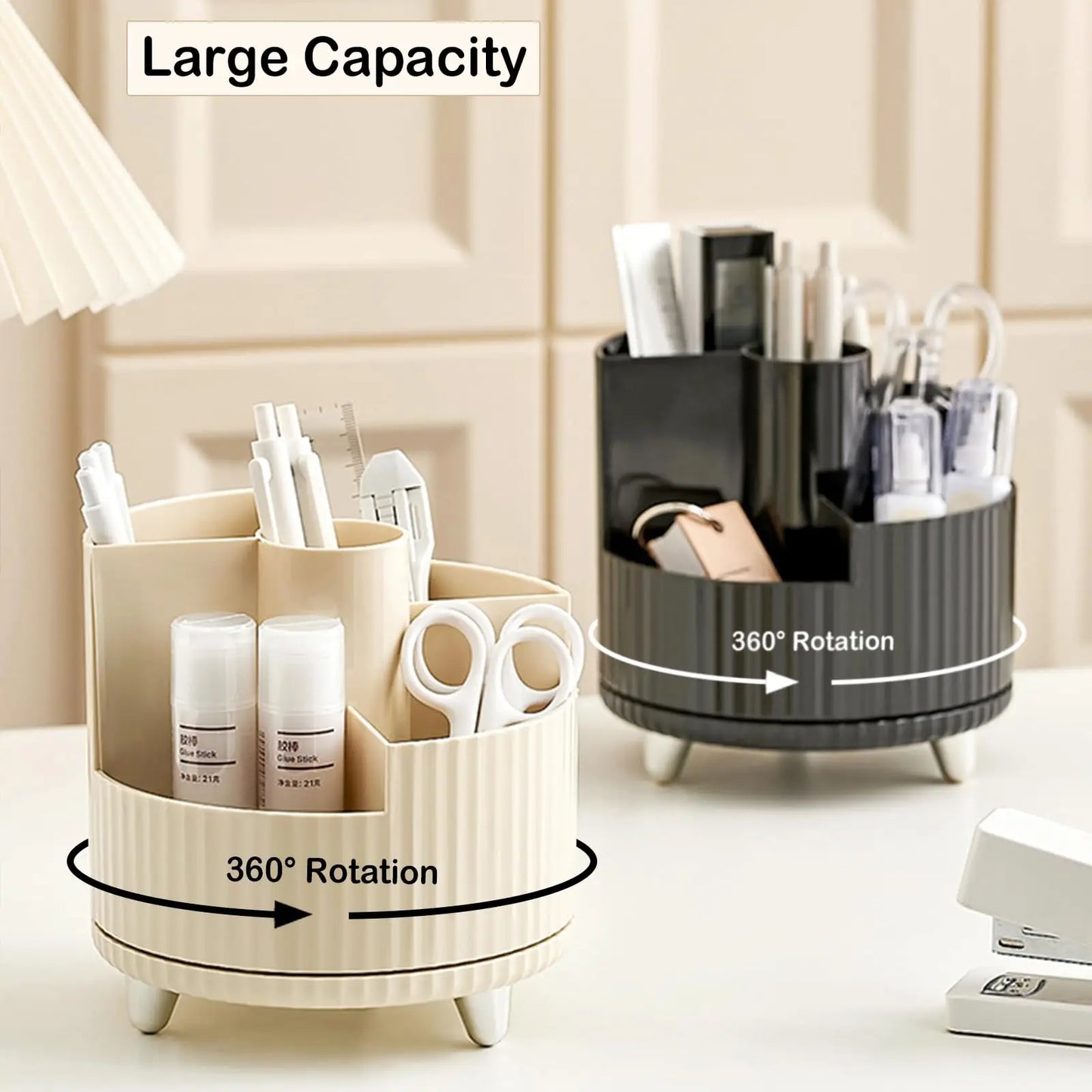 360 Rotating Makeup Organizer for Vanity with Brush Holder