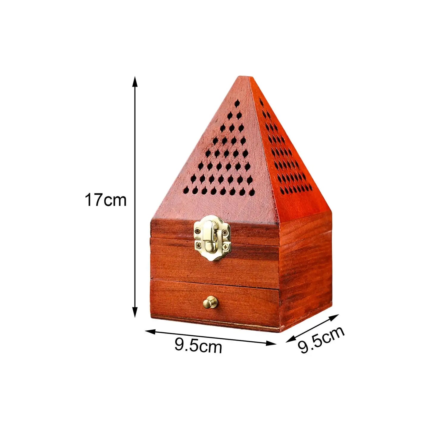 Wood Incense Burner Box Wooden Censer Pyramid Decor Holder