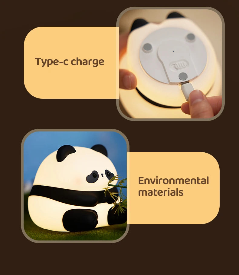 Animal Shaped Night Light LED Cute Panda Rabbit Light for Children's Eye Protection