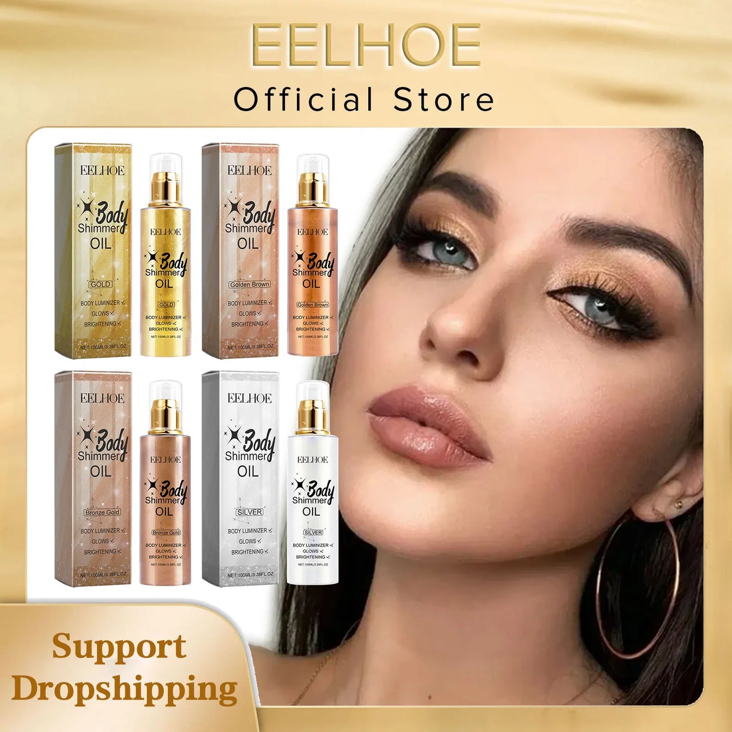 EELHOE 3D Body Oil with Shimmer for Moisturized Radiance