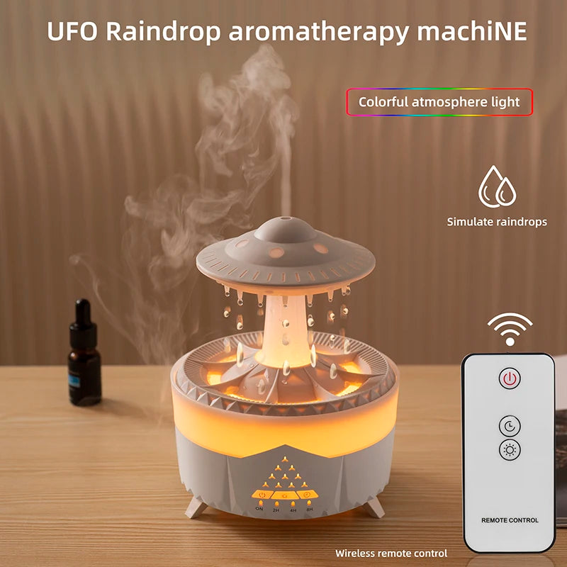 350ml Aroma Air Humidifier Mini USB Remote Control Raindrop Diffuser