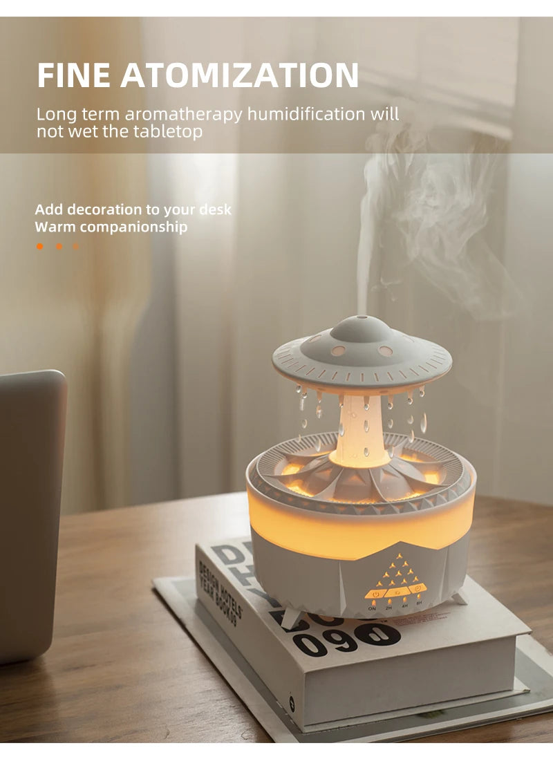 350ml Aroma Air Humidifier Mini USB Remote Control Raindrop Diffuser