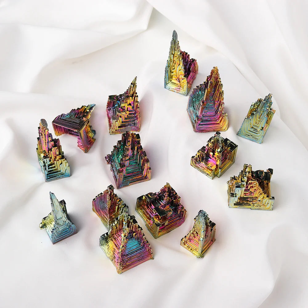 Natural Bismuth Tower Metal Pyramid Stones for Reiki Healing