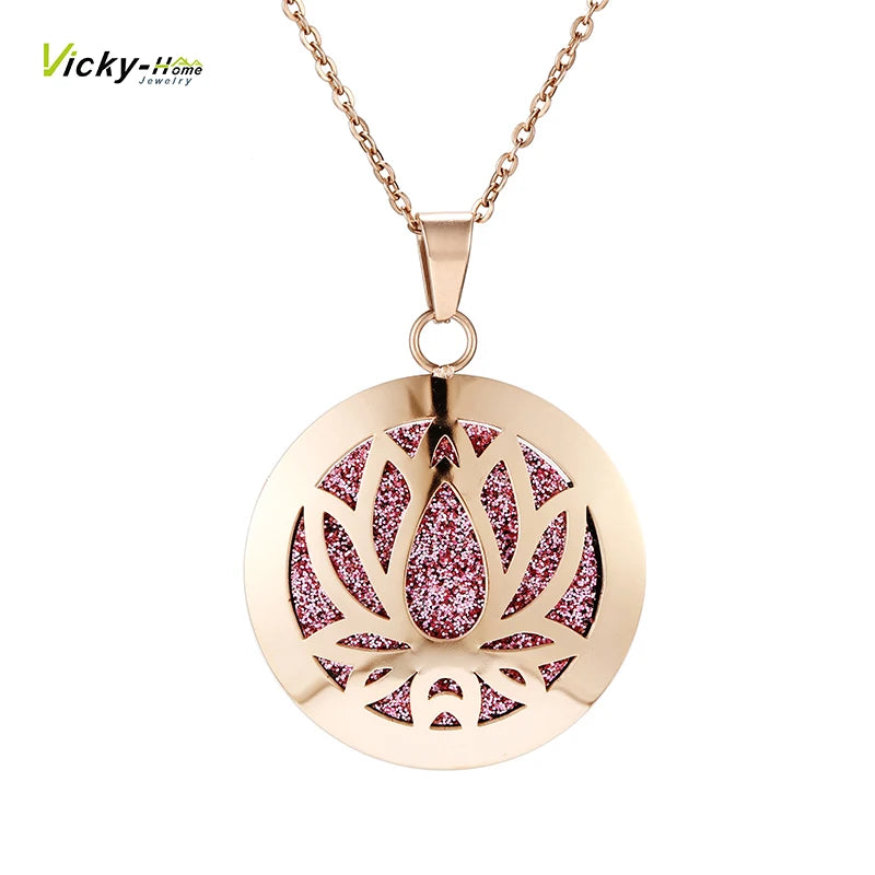 Lotus Necklace Aromatherapy Essential Oil Diffuser Locket