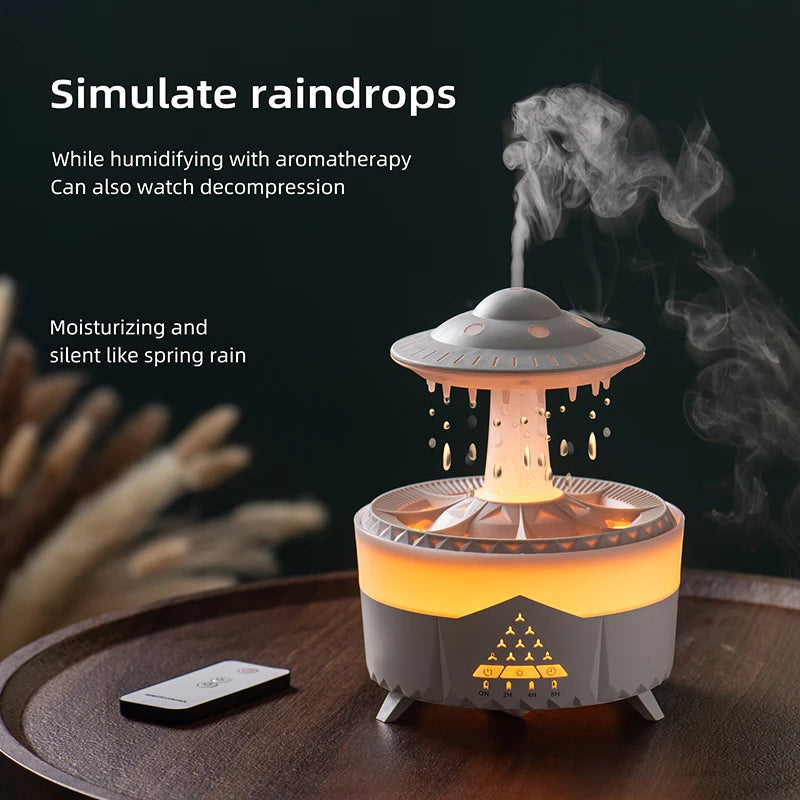 350ml Aroma Air Humidifier Mini USB Remote Control Raindrop Diffuser