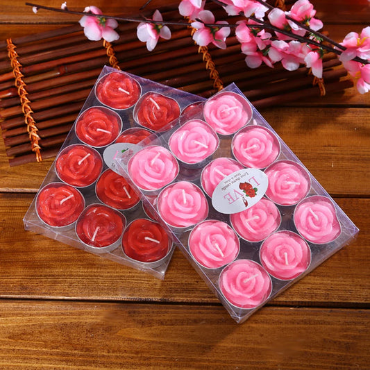 12Pcs Rose Shape Tea Light Candle for Romantic Decor 2024