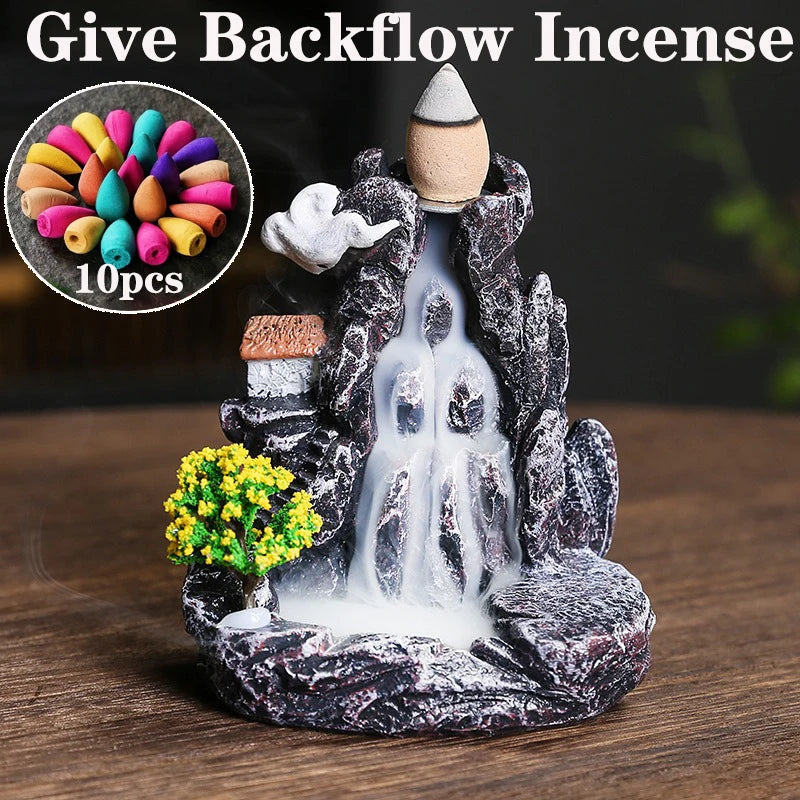 Creative High Mountain Flowing Resin Back Flow Incense Holder