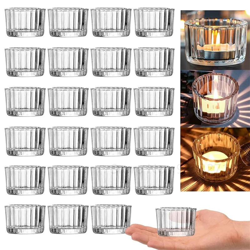 Tealight Candle Holders Thick Clear Glass for Elegant Decor