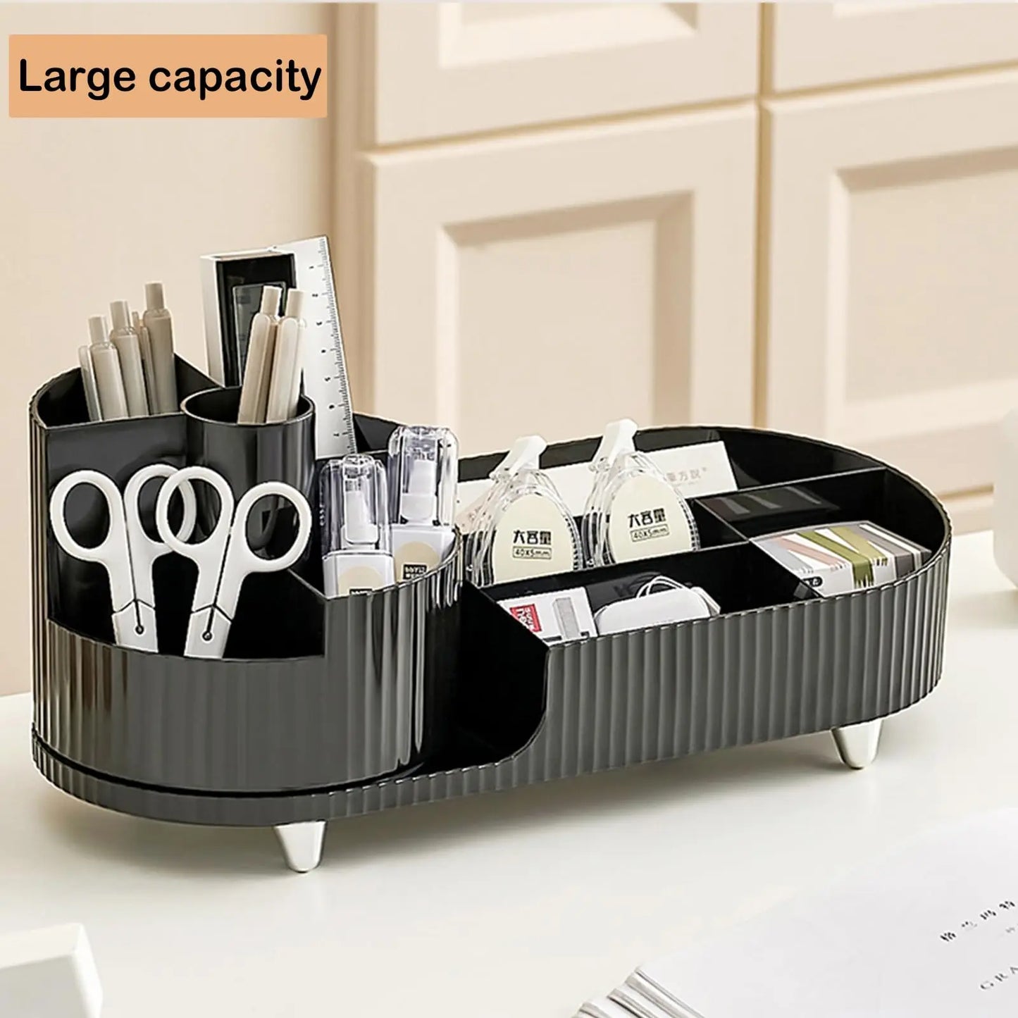 360 Rotating Makeup Organizer for Vanity with Brush Holder