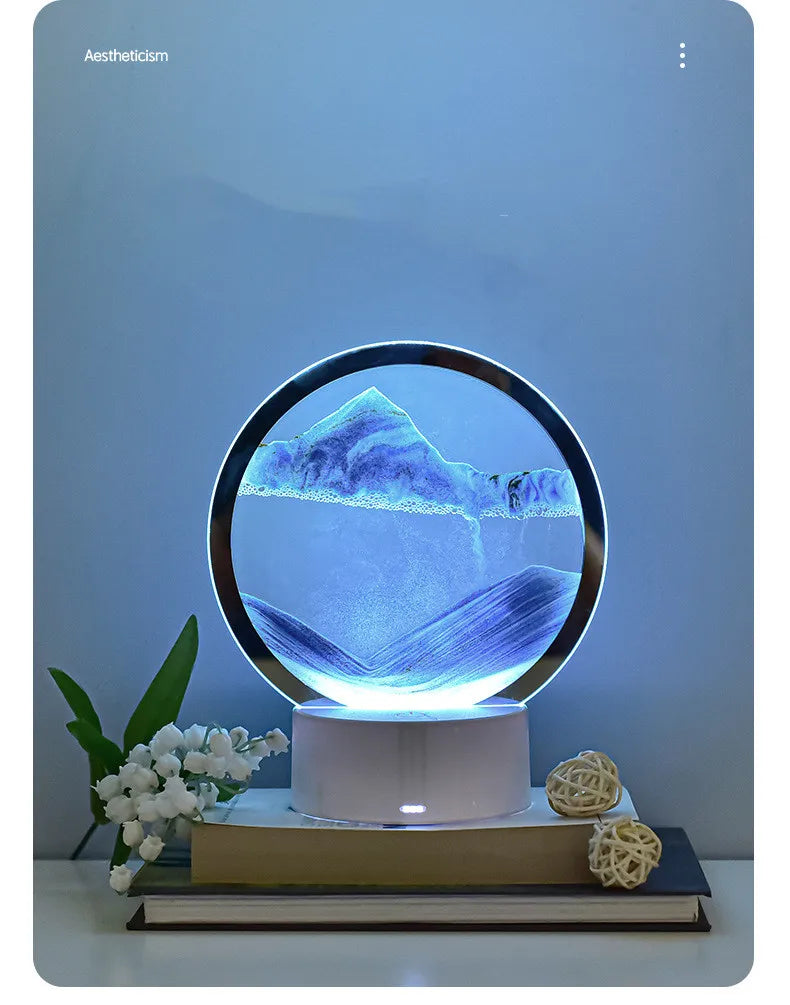 Quicksand Table Lamp, Elegant 3D Sand Painting Light